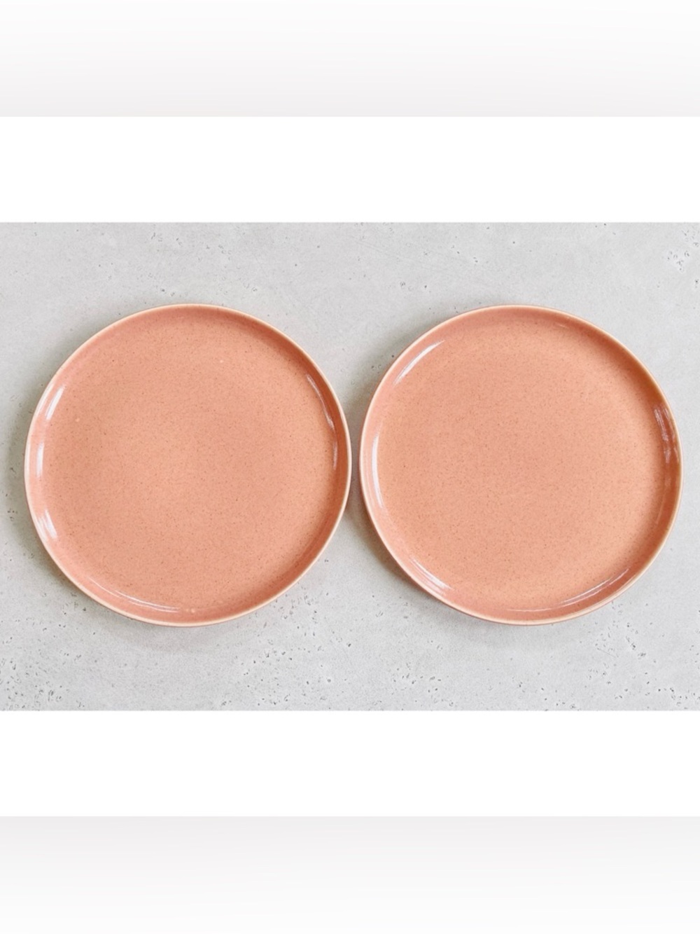 2 Vintage Russel Wright Steubenville Coral Pink Speckled Dinner Plates 10”